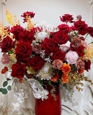 Giỏ Hoa hồng đỏ sang trọng - Ấm áp 