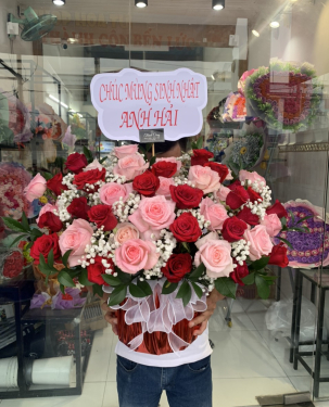 Hoa chúc mừng sinh nhật mix mau 