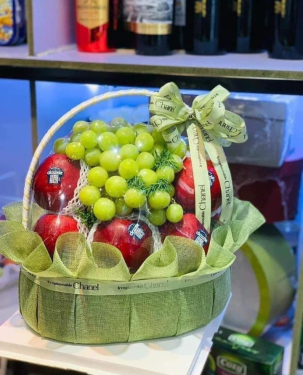 GIỎ TRÁI CÂY QUÀ TẶNG Tone xanh lá 