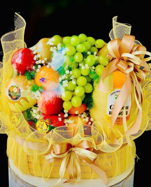 GIỎ TRÁI CÂY QUÀ TẶNG TONE VÀNG 